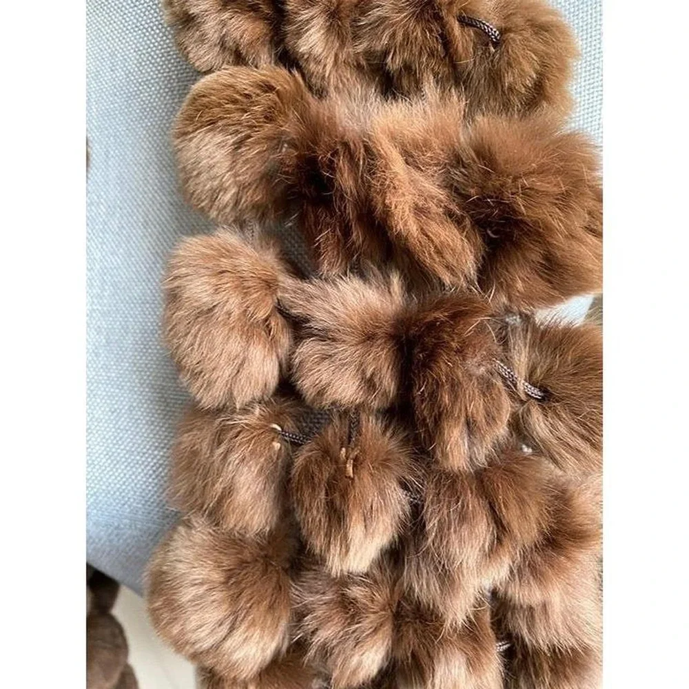 Scarf Fur Ball Muffler Soft Brown Balls Unbranded Luxury Wedding